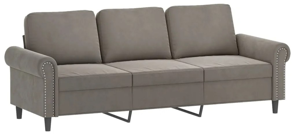 349167 vidaXL Canapea cu 3 locuri, gri deschis, material 180CM catifea