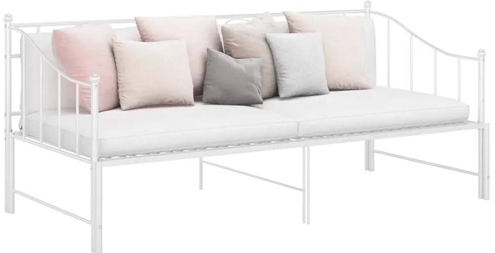 vidaXL Cadru pat canapea extensibilă, alb, 90x200 cm, metal
