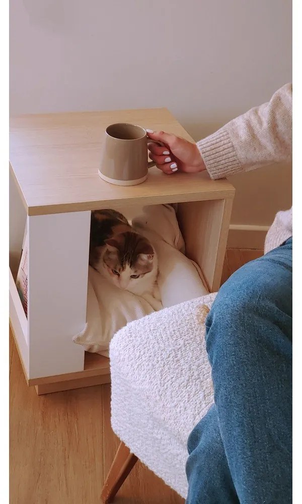 Măsuță auxiliară cu aspect de lemn de stejar 40x40 cm Ella - TemaHome