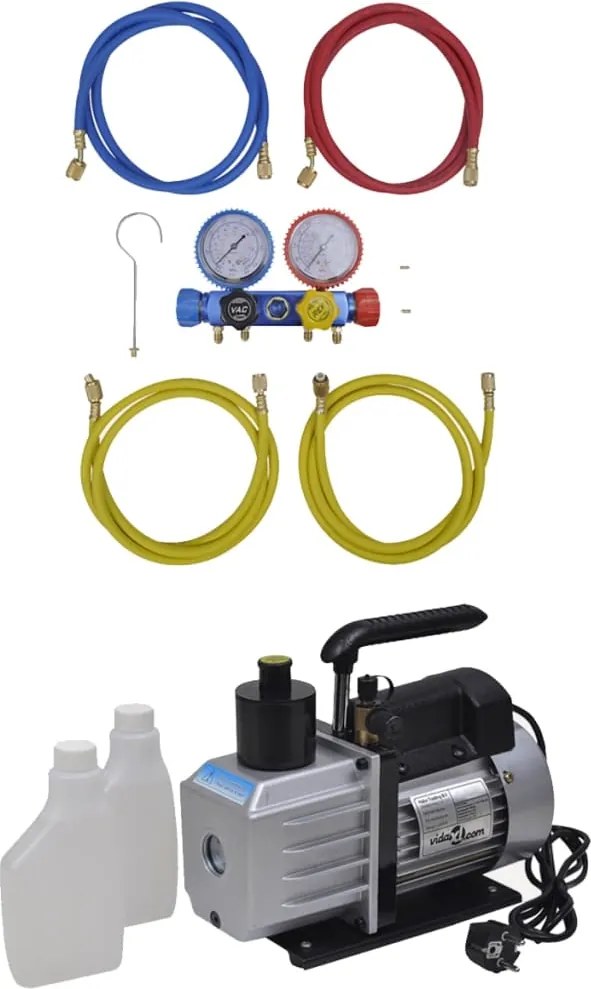 vidaXL Pompă de vid cu set de manometru cu 4 căi aer condiționat