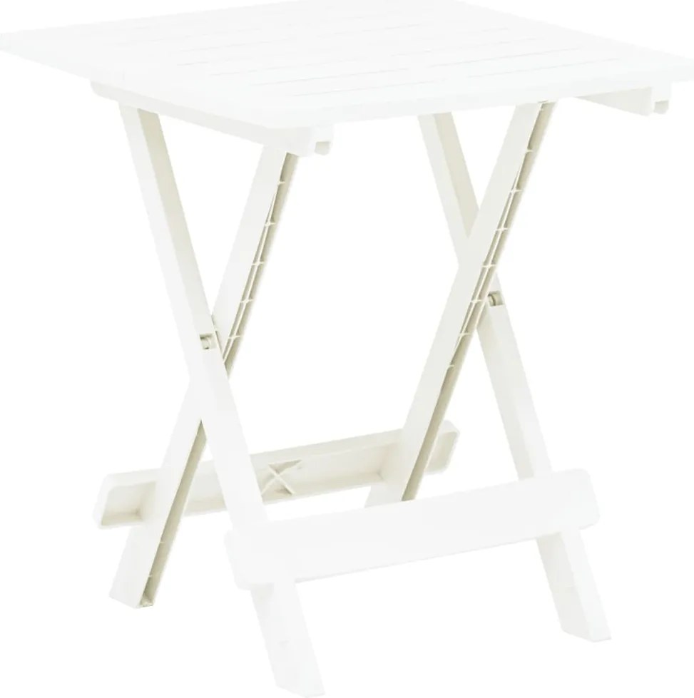 vidaXL Masă de grădină pliabilă, alb, 45 x 43 x 50 cm, plastic