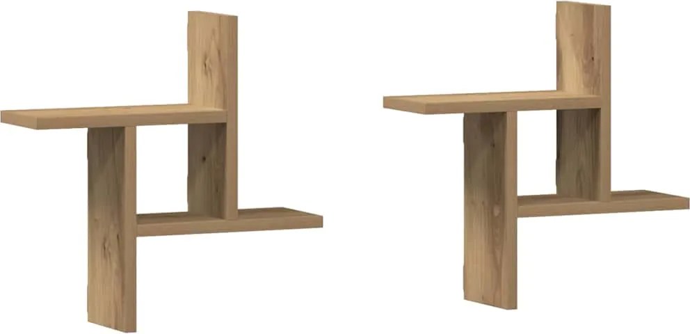 vidaXL Rafturi perete 2buc. stejar artizanal 38x12x38cm lemn prelucrat
