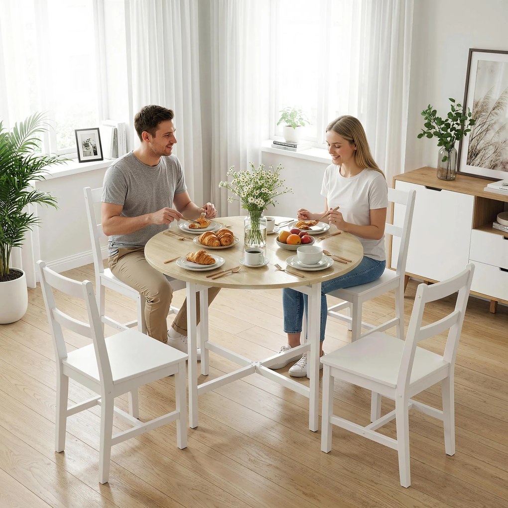 HOMCOM Masă pliabilă, masă rotundă pliabilă 80 cm cu cadru din oțel, loc pentru 2-4 persoane, aspect lemn natural | Aosom Romania
