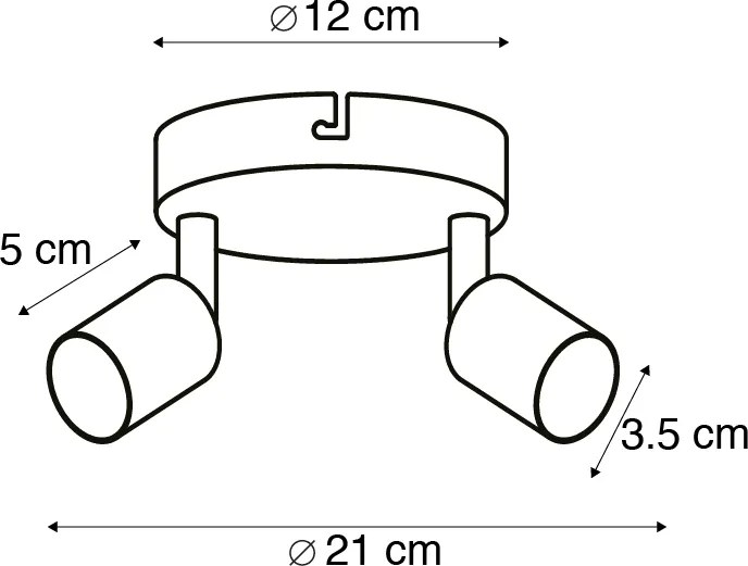 Spotlight modern alb inclinabil rotund cu 2 lumini - Jeany