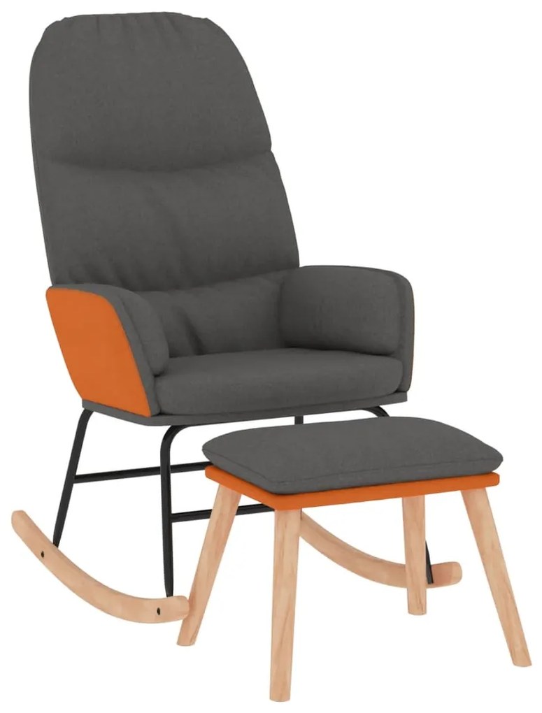 3097402 vidaXL Scaun balansoar cu taburet, gri închis, textil
