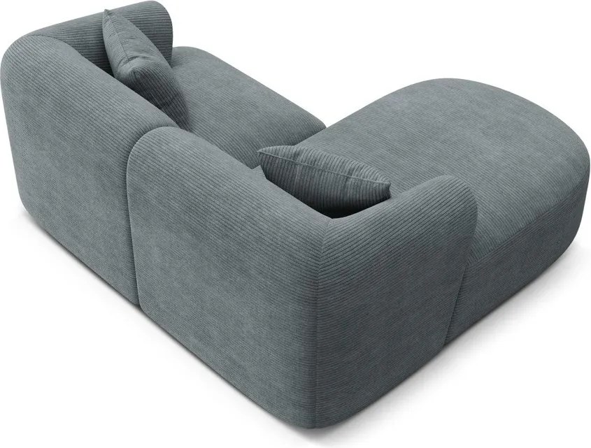 Colțar gri închis cu tapițerie din catifea reiată (cu colț pe partea stângă/cu șezlong) Campi – Cosmopolitan Design