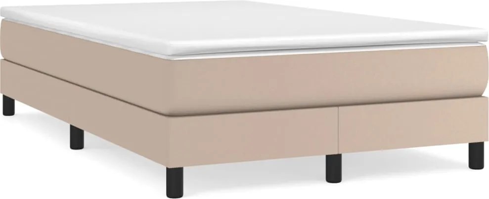 vidaXL Cadru de pat cu arcuri, cappuccino, 120x200 cm, piele ecologică