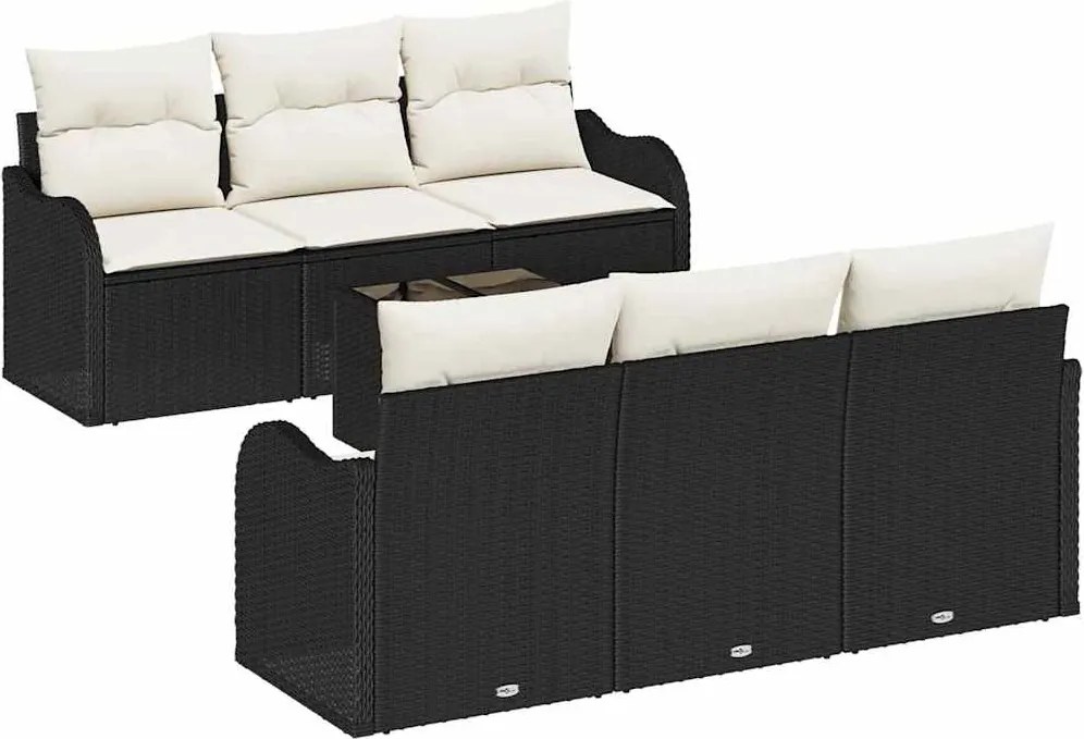 vidaXL Set de canapele pentru grădină Negru 55 x 55 x 37 cm poliratan