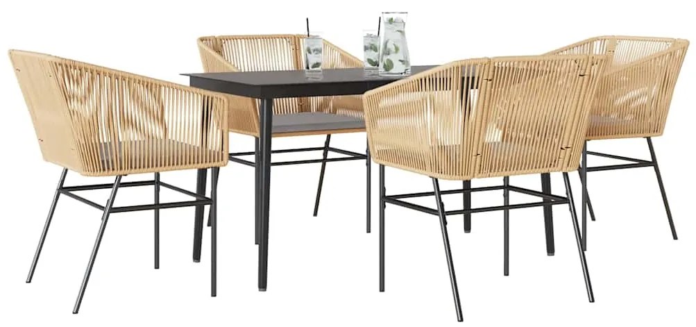 vidaXL Set mobilier de grădină cu perne 5 piese maro sticlă polirattan