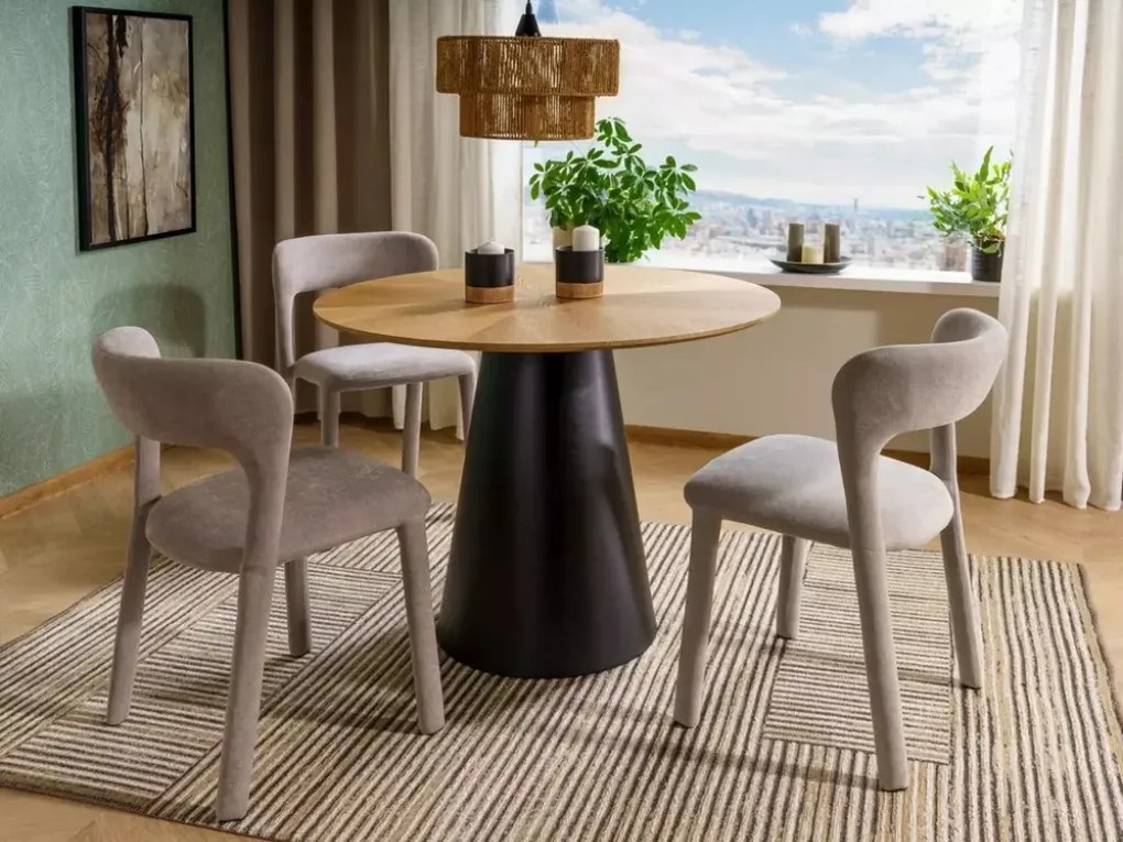 Scaun de dining tapitat WIND, bej