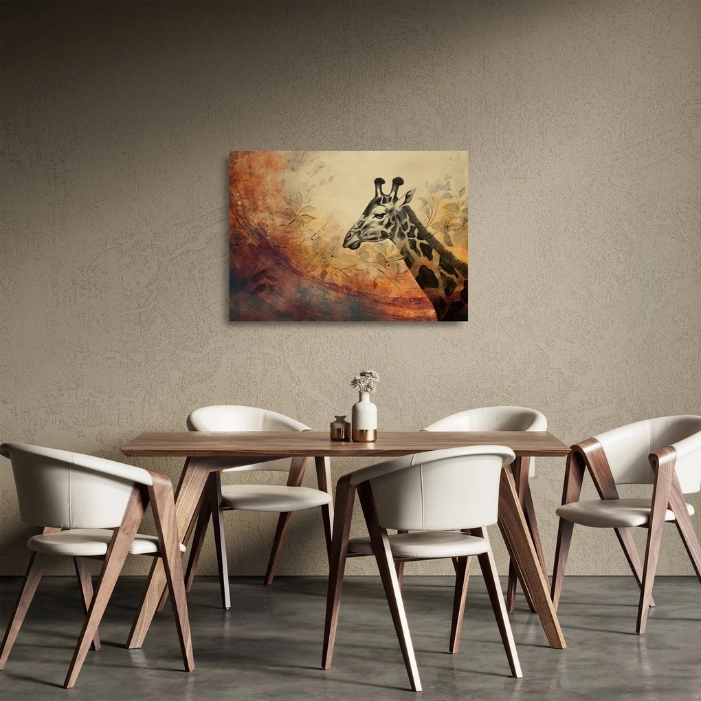 Tablou pe sticlă - Girafă, pictură (70x50 cm)