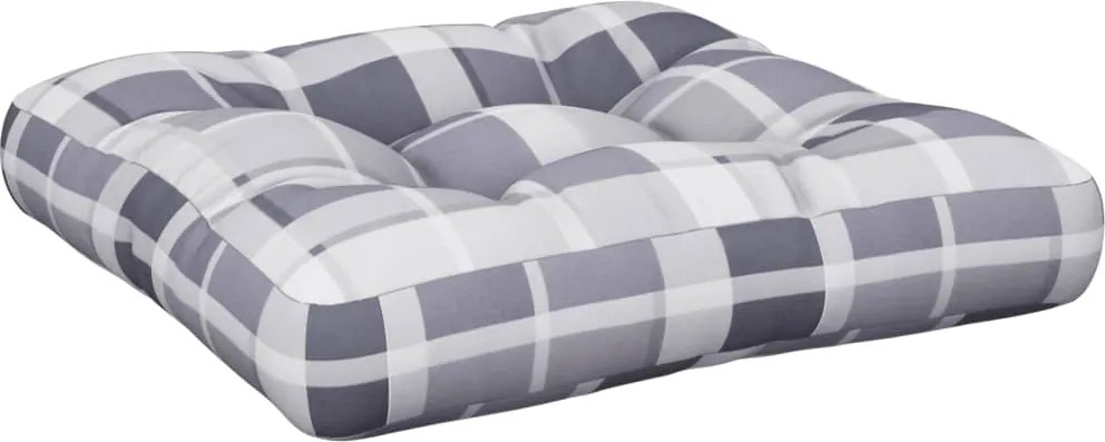 vidaXL Pernă de paleți, gri carouri, 60x60x12 cm, material textil