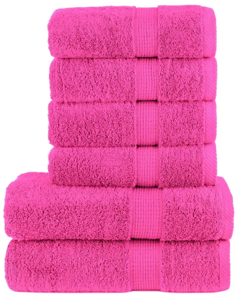 vidaXL Set de prosoape premium SOLUND, 6 piese, roz, 600 g/m²