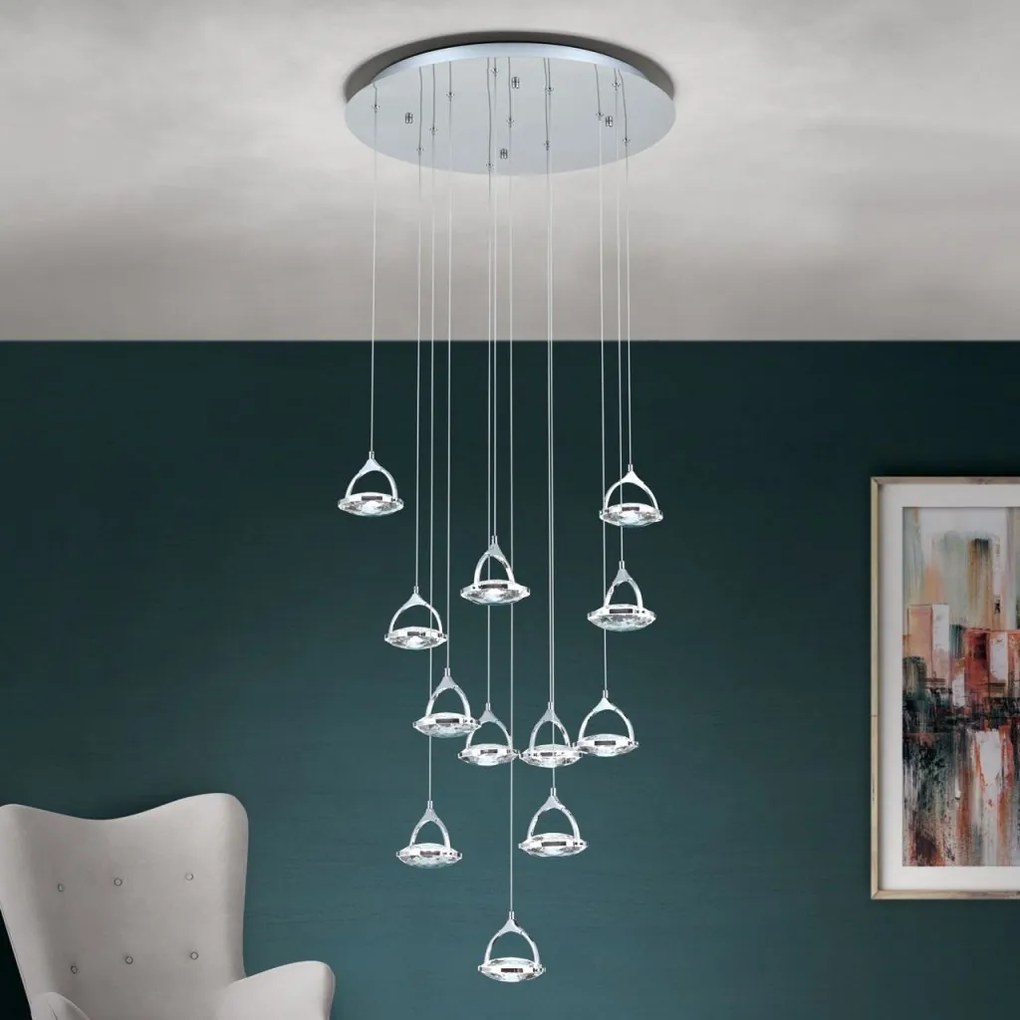 Lustra LED suspendata cu cristal K9 design lux MOON 12L