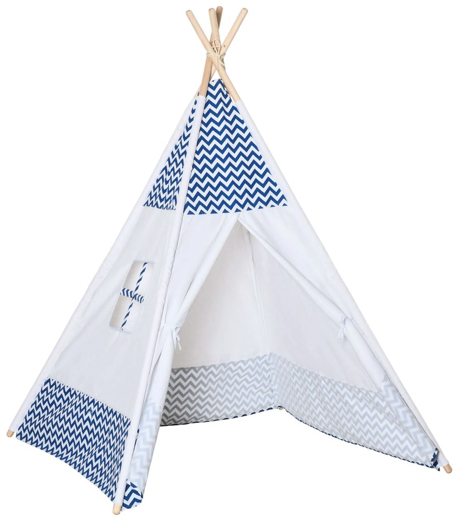 HOMCOM Cort Teepee Indian Gri și Alb pentru Copii 3-6 Ani, Spațiu de Joacă Interior/Exterior, Ușor de Asamblat | Aosom Romania
