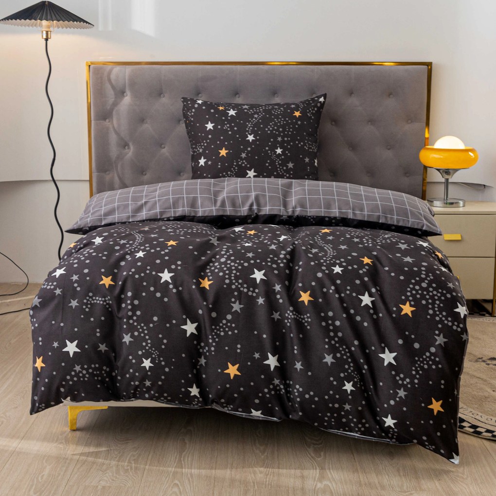 Lenjerie de pat din microfibra flanel STELLAR gri inchis Dimensiune lenjerie de pat: 2 buc 70 x 90 cm | 200 x 220 cm