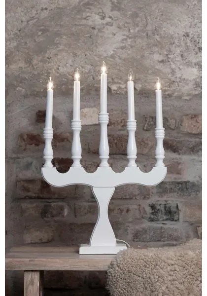 Markslöjd 706278 - Sfeșnic electric de Crăciun SVANEHOLM, 5x E10/3W/230V, pin/alb