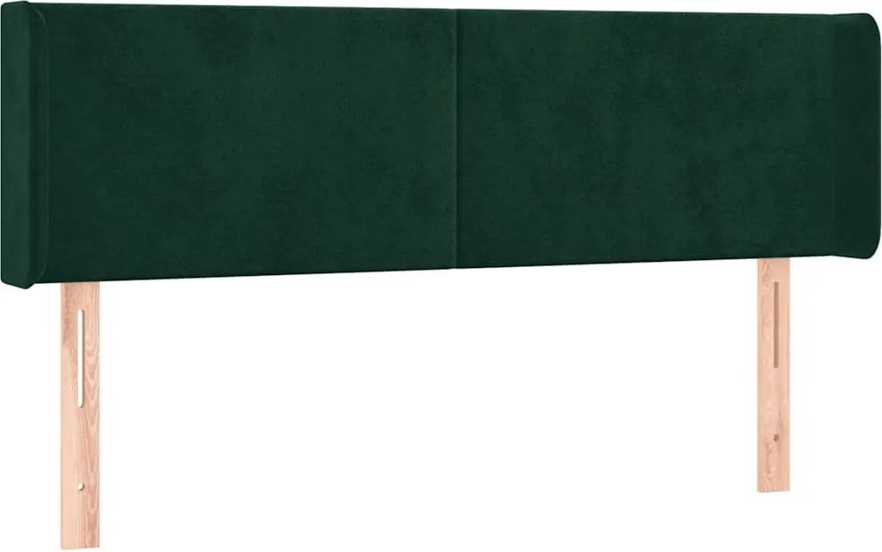 vidaXL Tăblie de pat cu aripioare verde închis 147x16x78/88 cm catifea