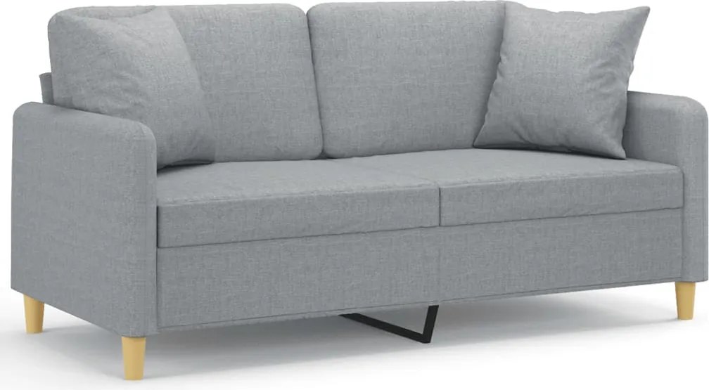 vidaXL Canapea cu 2 locuri cu pernuțe, gri deschis, 140 cm, textil