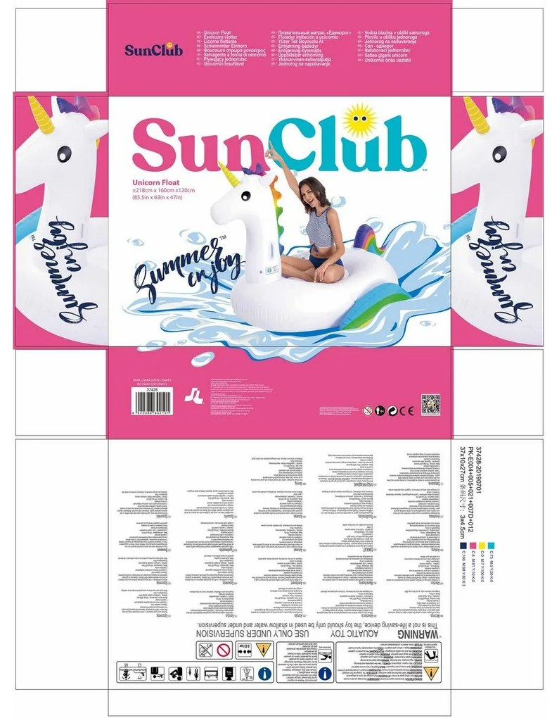Vetro-Plus Inflatable Ring Unicorn, 218 x 160 x120 cm