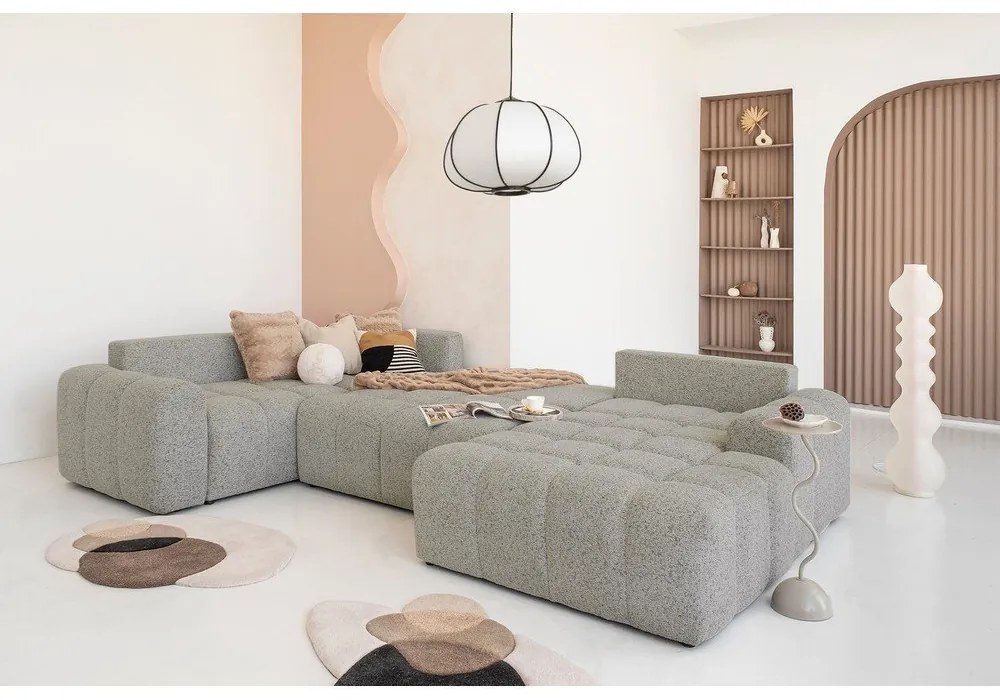 Colțar modular maro deschis extensibil/cu spațiu de depozitare (cu colț pe partea stângă) Lulu – Miuform