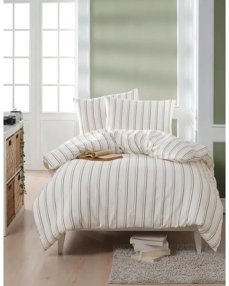 Lenjerie de pat bej/crem pentru pat de o persoană 140x200 cm Hamilton – Mijolnir