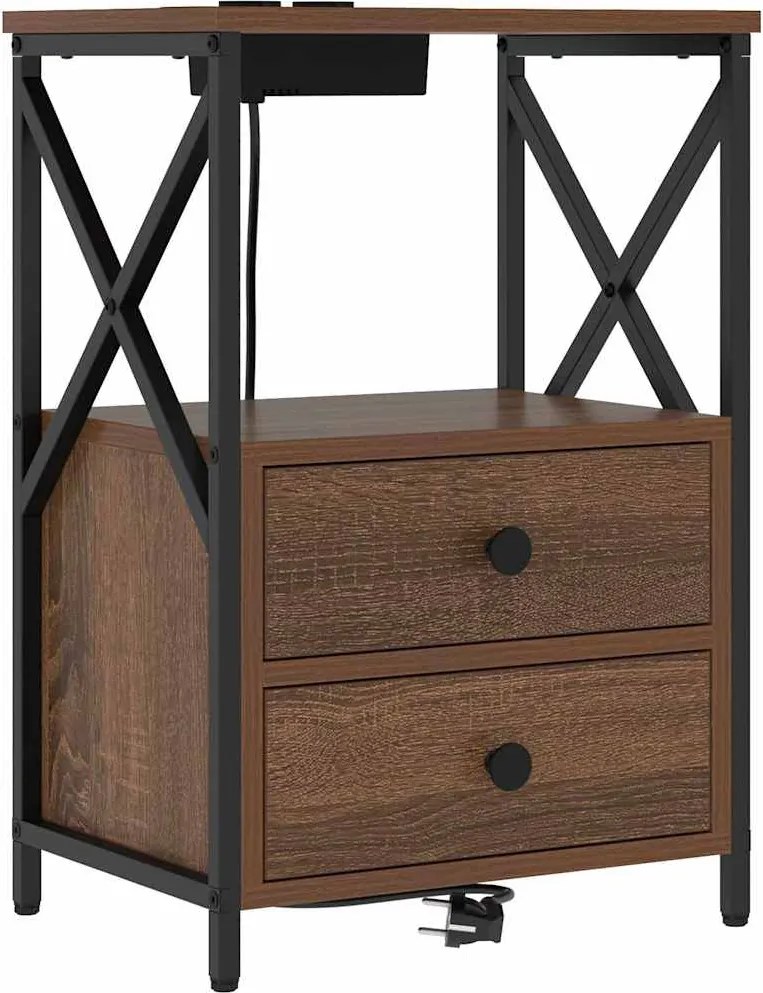 vidaXL Dulap de noapte Stejar închis 40 x 31 x 60 cm Lemn compozit