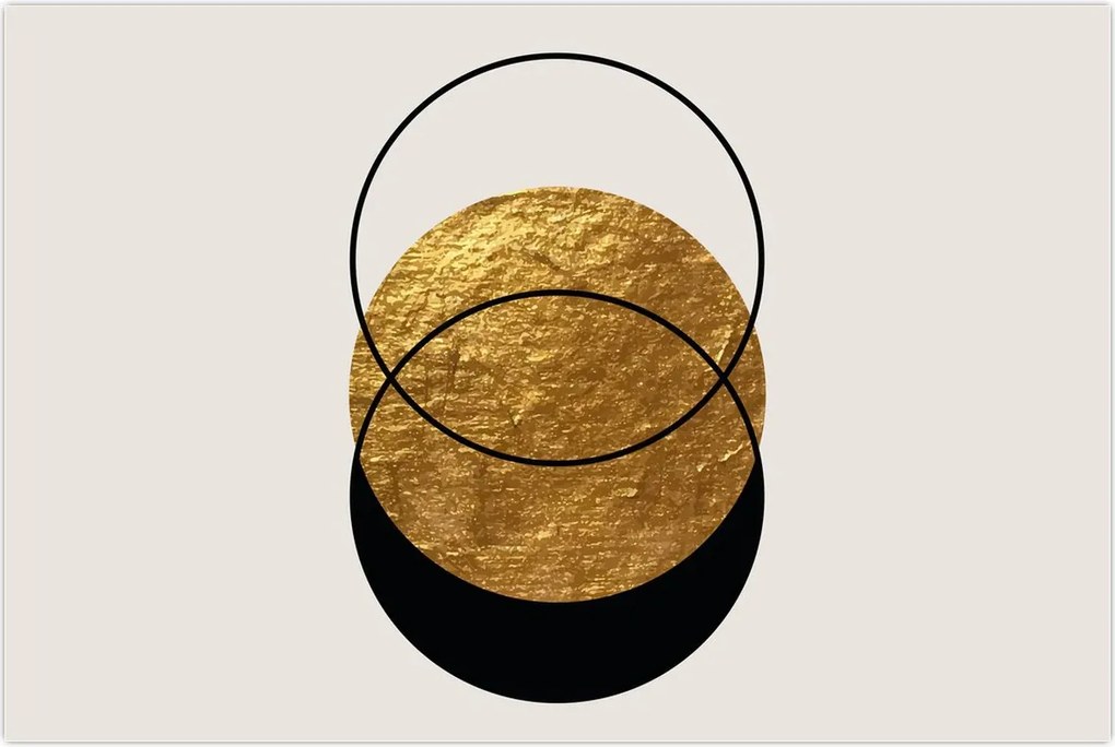 Tablou - Abstracție de aur și alb N⁰2 (90x60 cm)