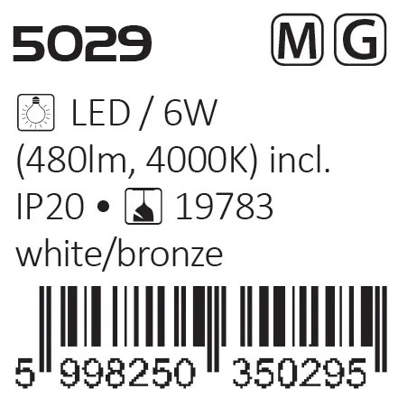 Aplica LED din metal finisaj bronz si alb AVIANA 5029 RX