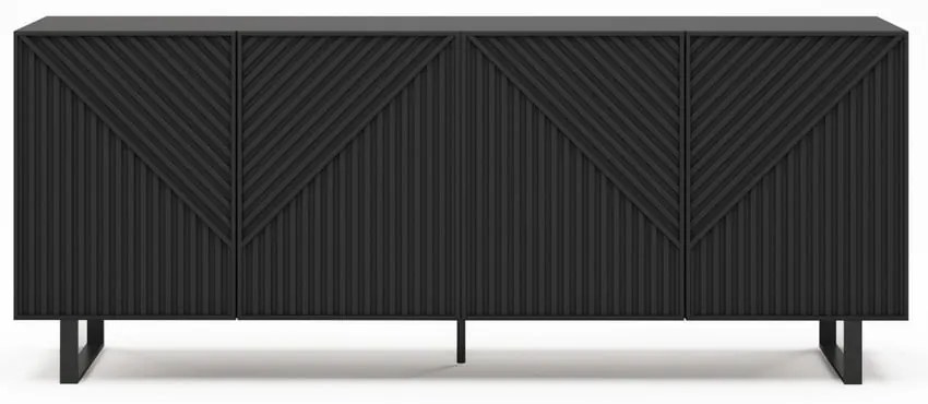 Comodă neagră 201x80x40 cm Peta – Marckeric