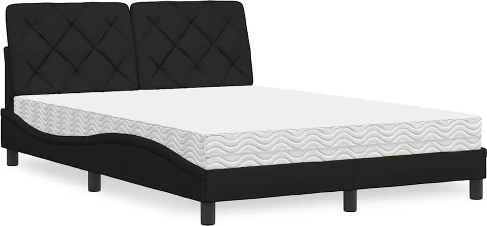 vidaXL Pat cu saltea, negru, 120x200 cm, textil