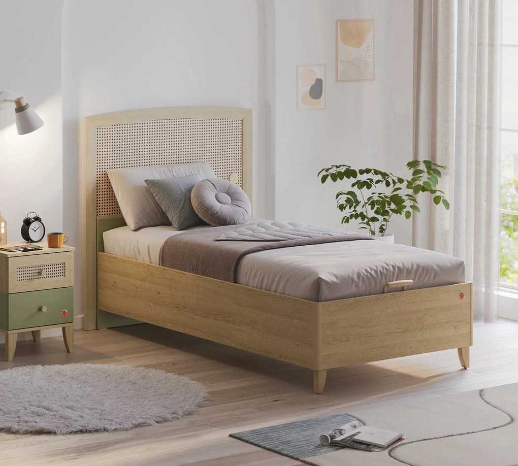 Pat cu spatiu de depozitare pentru camera copii, Colectia Loof (100x200 cm)