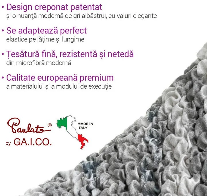 Huse bielastice OCEANO NOU gri-albăstrui colțar (l. 350 - 530 cm)