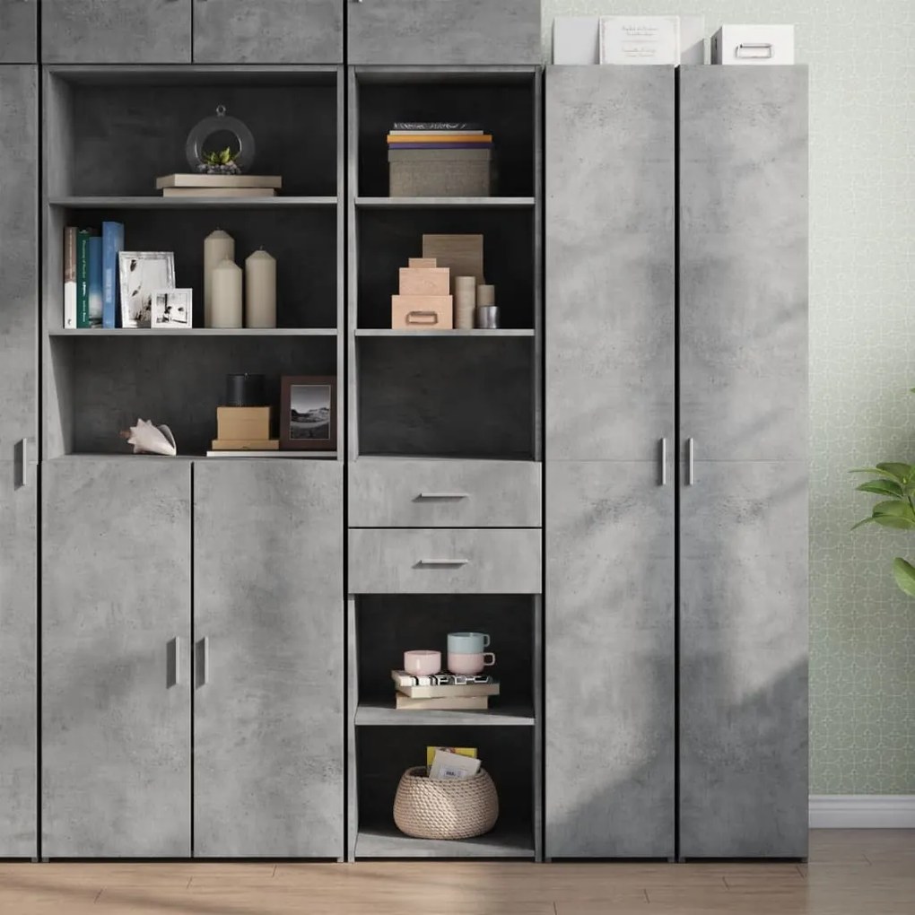 vidaXL Dulap înalt, gri beton, 45x42,5x185 cm, lemn compozit