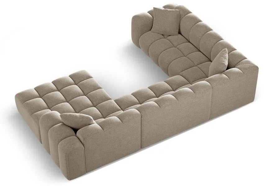 Colțar maro deschis cu tapițerie din chenille (cu colț pe partea stângă/în formă de "U") Treno – Cosmopolitan Design