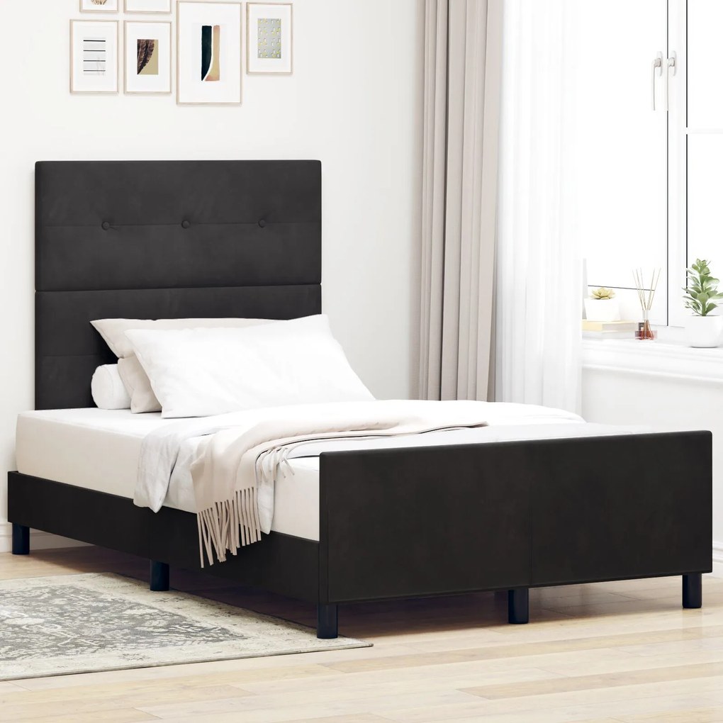 vidaXL Cadru de pat, negru, 120x190 cm, catifea