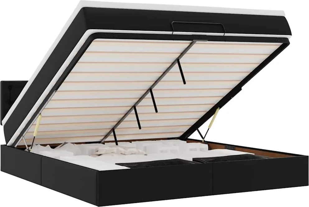 vidaXL Cadru de pat otoman saltea neagră 160x200cm piele artificială