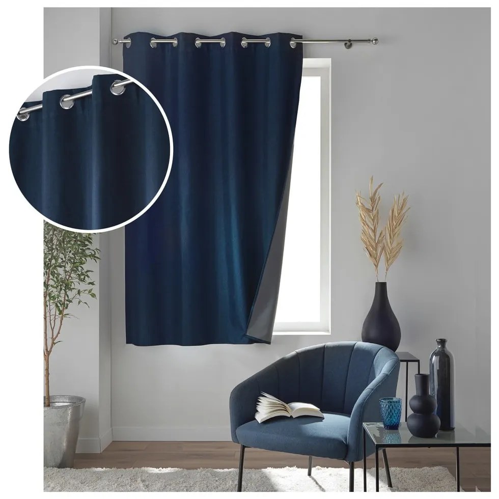 Draperie albastru-închis blackout 140x180 cm Crepuscule – douceur d'intérieur