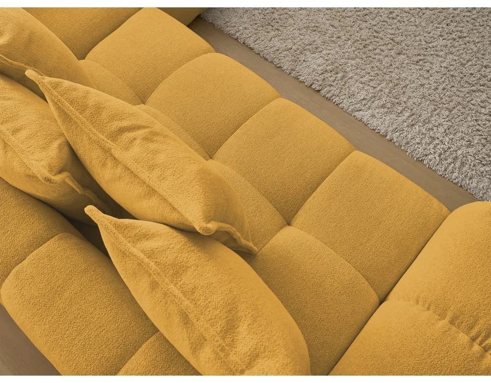 Colțar galben muștar extensibil/cu spațiu de depozitare cu tapițerie din chenille (cu colț pe partea dreaptă/în formă de ”L”) Everest – Bobochic Paris