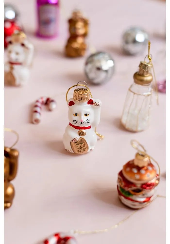 Ornamente de Crăciun 4 buc. din sticlă Lucky Cat – Sass &amp; Belle