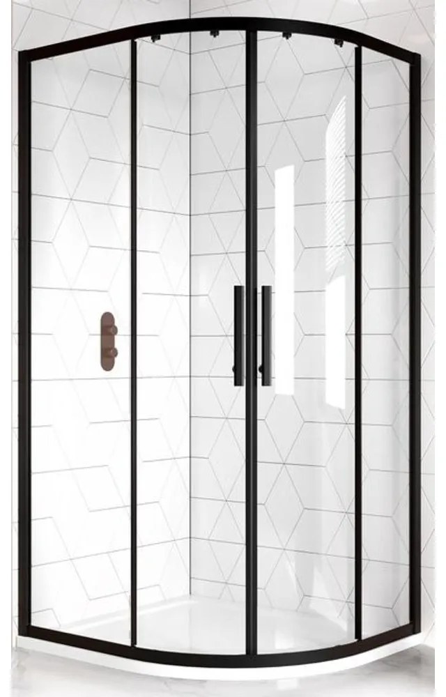 MURCIA Negru CABINĂ DE DUȘ SEMIROTUNDĂ 80x80, 190cm, 6mm