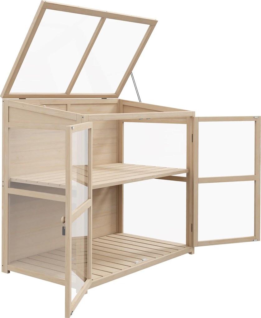 Outsunny Răsadniță pat de cultivare, rezistent la intemperii, 2 niveluri, lemn de brad, 103 x 61 x 103 cm, natural | Aosom Romania