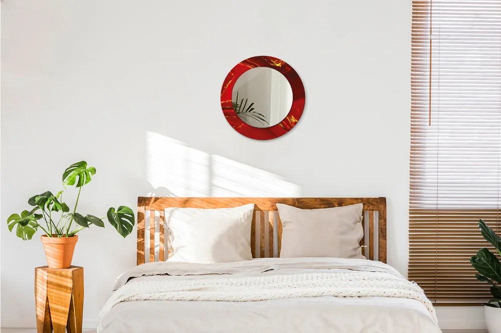 Decor oglinda rotunda Marmură roșie fi 50 cm