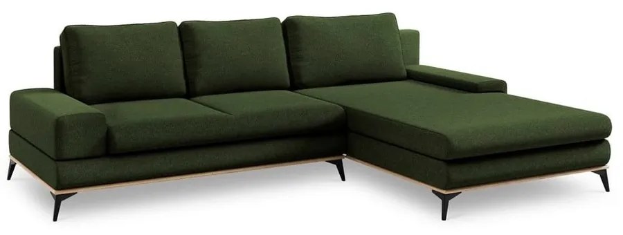 Colțar extensibil cu șezlong pe partea dreaptă Windsor &amp; Co Sofas Planet, verde smarald