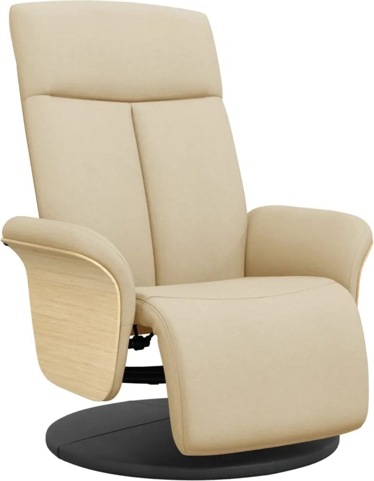 vidaXL Scaun rabatabil cu suport pentru picioare crem material textil