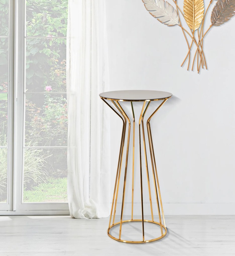 Masuta Simple, Fier Sticla, Auriu Bronz, 100x50x50 cm