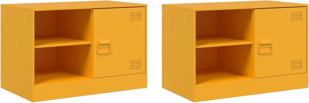 vidaXL Comodă TV, 2 buc., galben muștar, 67x39x44 cm, oțel
