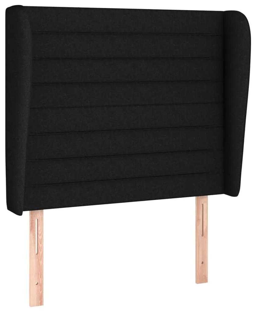 3118088 vidaXL Tăblie de pat cu aripioare, negru, 103x23x118/128 cm, textil