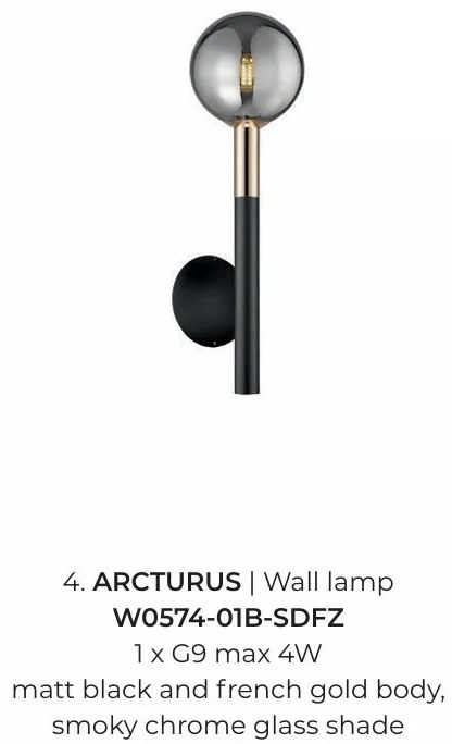 Aplica de perete moderna Arcturus negru/ auriu