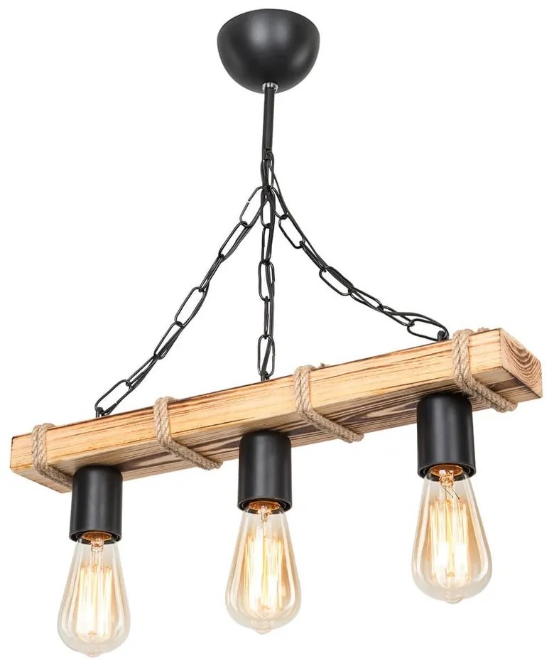 Plafonieră neagră/în culoare naturală 10.5x48.5 cm – Squid Lighting